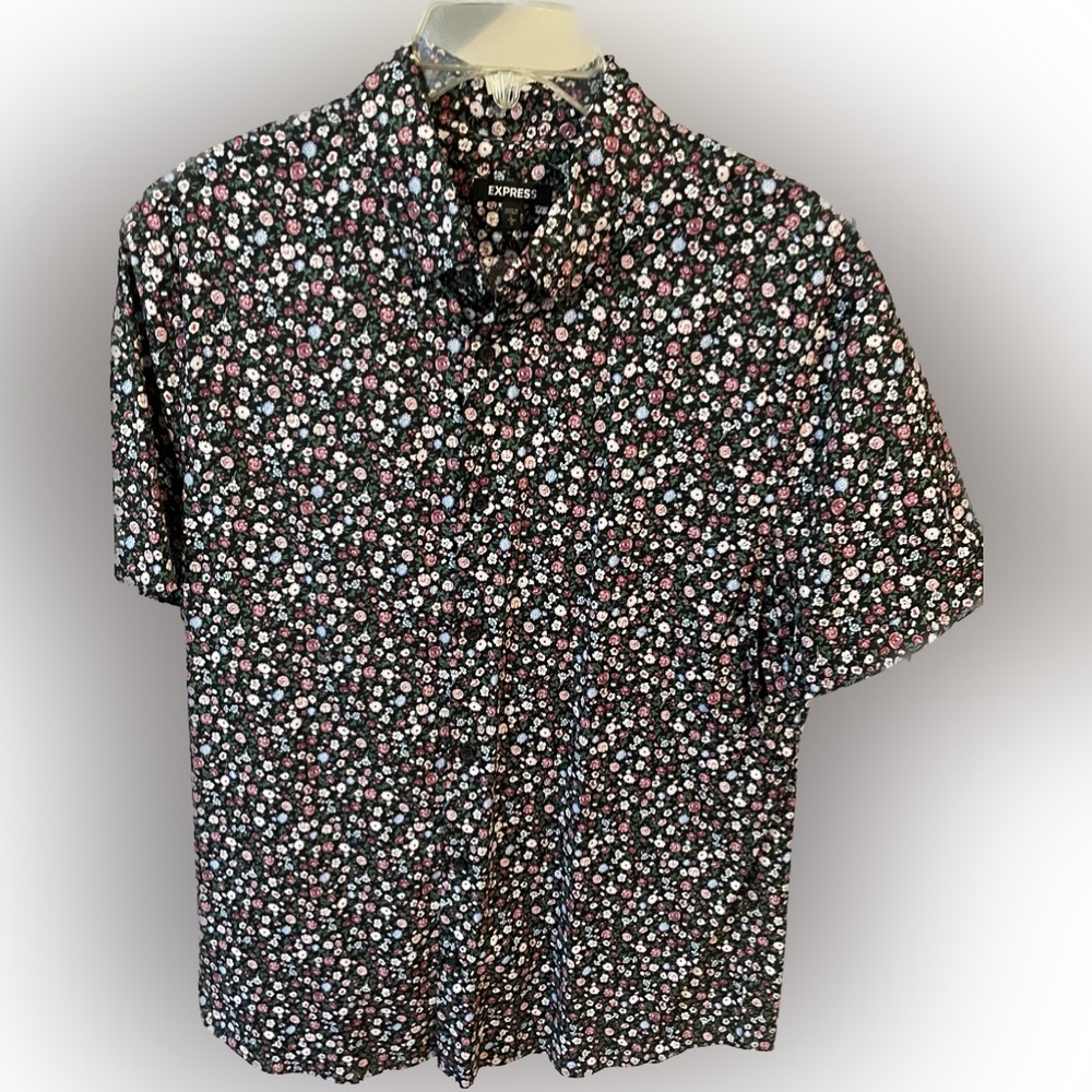 Express for Men, Men’s Collared Shirt, Floral Print, Size Large